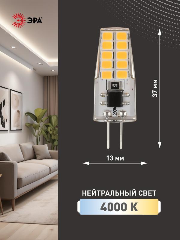 Лампа светодиодная LED-JC-2,5W-220V-SLC-840-G4 (диод, капсула, 2,5Вт, нейтр, G4) (20/500/24500) | Б0049092 | ЭРА — миниатюра 2
