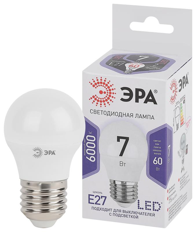 Лампа светодиодная LED 7Вт Е27 6000К smd P45-7W-860-E27 | Б0031402 | ЭРА — миниатюра 1