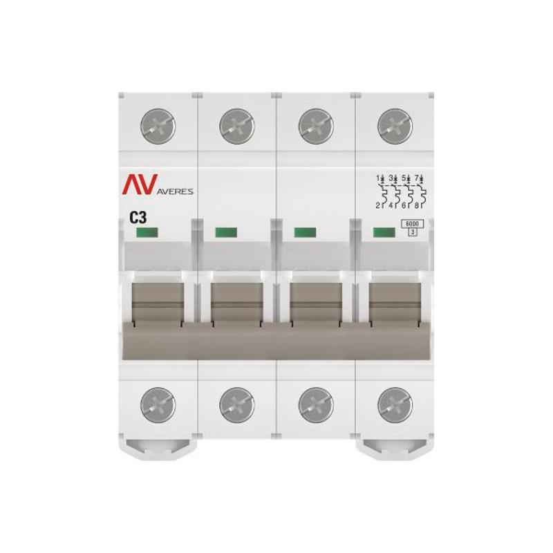 Выключатель автоматический четырехполюсный AV-6 3А C 6кА AVERES | mcb6-4-03C-av | EKF — миниатюра 9