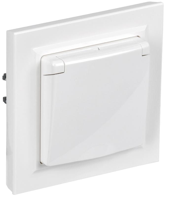 BRITE Розетка с крышкой 16А IP44 РСбш10-3-44-БрБ белый в сборе | BR-R16-16-44-K01-F-PRO | IEK — миниатюра 1