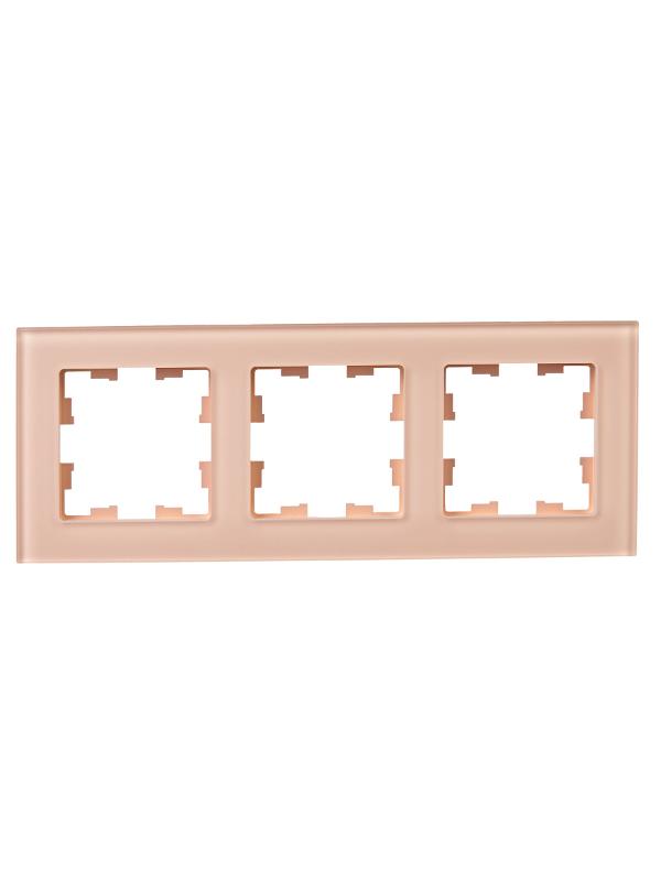 BRITE Рамка 3-ая РУ-3-2-БрП стекло персиковый матовый | BR-M32-G-31-K96 | IEK — миниатюра 2