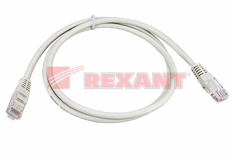 Патч-корд UTP кат. 5e, длина 1 метр, неэкранированный, серый | 18-1002 | REXANT — миниатюра 2