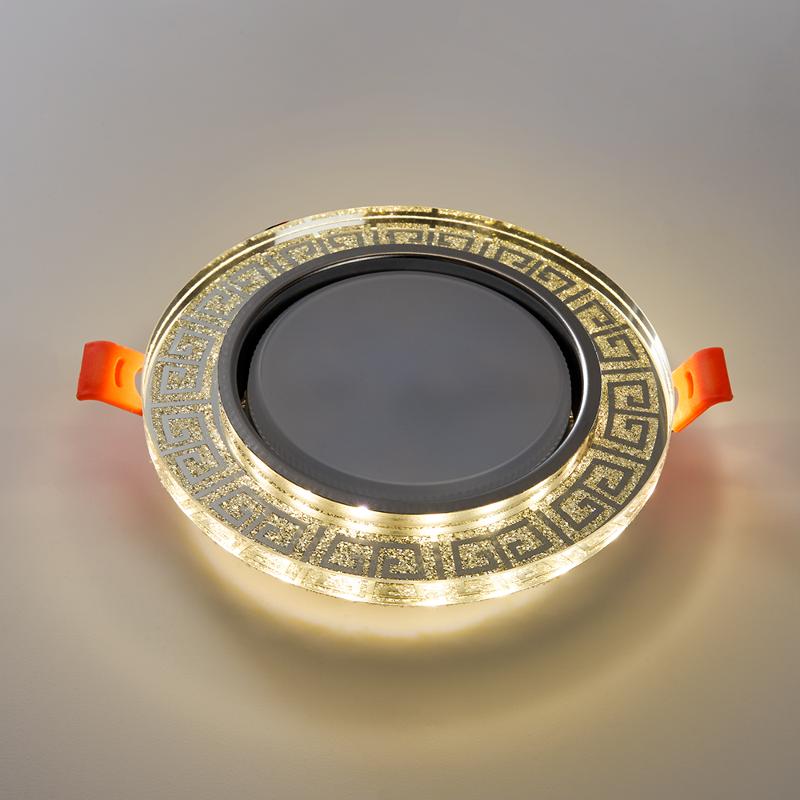 Светильник потолочный встраиваемый со светодиодной подсветкой 20LED*2835 SMD 4000K, 15W GX53, без лампы, прозрачный, золото CD4981 с др-ром в/компл |  — миниатюра 3