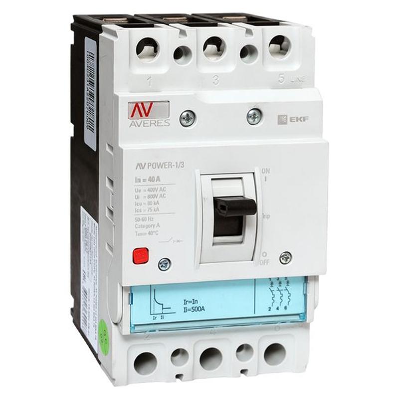 Выключатель автоматический AV POWER-1/3  40А 80kA TR AVERES | mccb-13-40H-TR-av | EKF — EKF