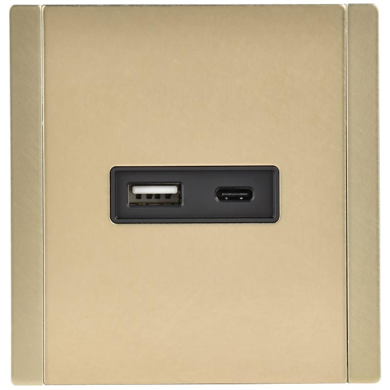 FORTE&PIANO Розетка USB A+C 3,1А FP650M металл шампань  | FP-U22-D31-M-K37 | IEK — миниатюра 2