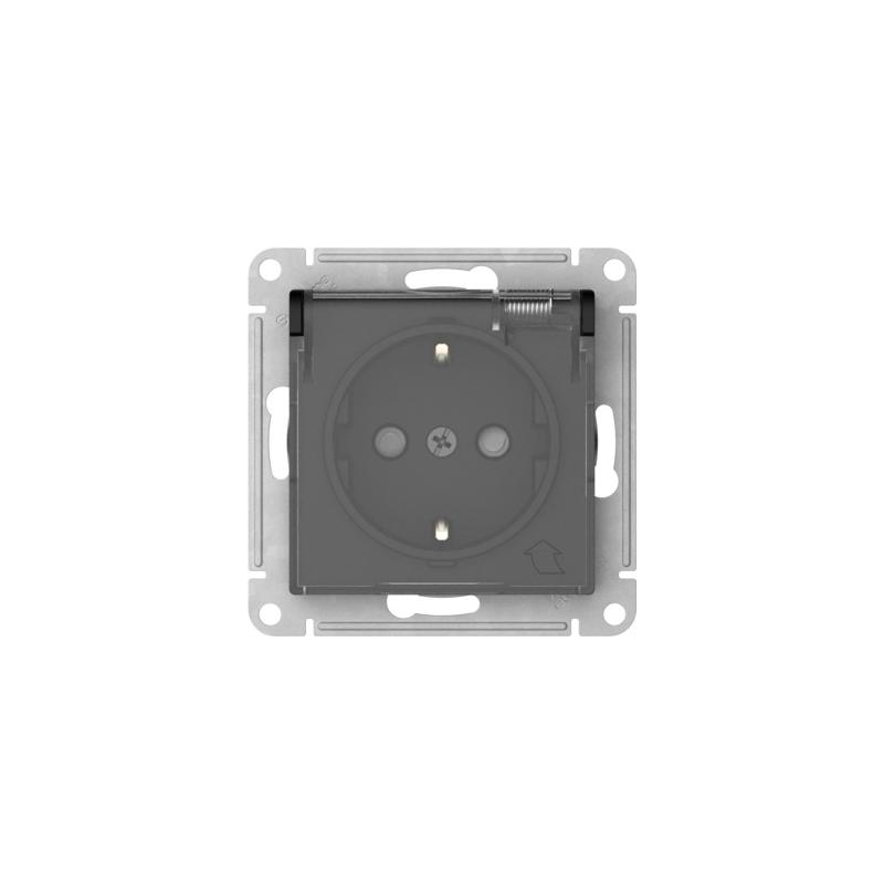 AtlasDesign Aqua Карбон Розетка с заземлением со шторками с прозрачной крышкой, 16А,IP44, механизм, быстрозажимные клеммы,КАРБОН | ATN441046S | SE — миниатюра 3