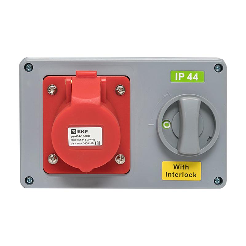 Розетка с блокировкой и выключателем 1414 3Р+РЕ 16А 380В IP44 EKF | ps-1414-16-380 | EKF — миниатюра 4