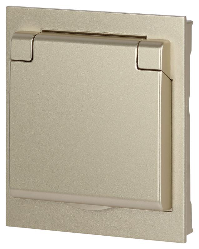 Розетка Arktik 16-2103-04 с заземлением 2P+E Schuko со шторками с крышкой 16А-250В шампань | Б0070437 | ЭРА — миниатюра 4
