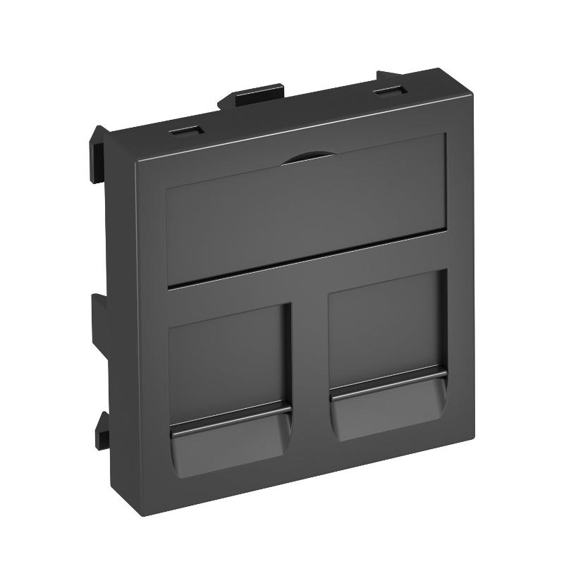 Корпус компьютерной розетки Modul45 тип OBO (прямой) 45x45 мм (черный) (DTG-2RM SWGR1) | 6119294 | OBO Bettermann — OBO Bettermann