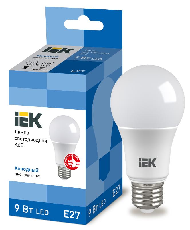 Лампа светодиодная LED 9Вт Е27 230В 6500К ECO А60 груша | LLE-A60-9-230-65-E27 | IEK — миниатюра 1
