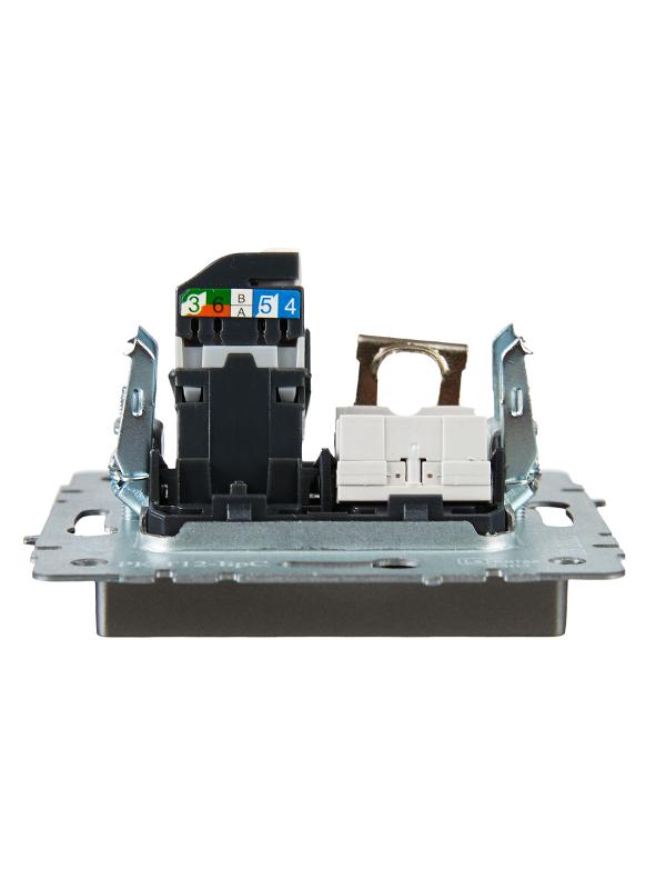 BRITE Розетка двойная RJ11+RJ45 кат.5E РК/Т12-БрС сталь  | BR-KT20-O-1-K46 | IEK — миниатюра 5