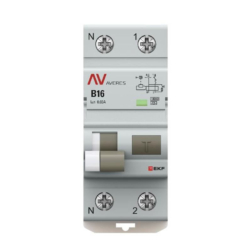 Дифференциальный автомат (УЗО) DVA-10 1P+N 16А (B) 30мА (A) 10кА  AVERES |rcbo10-1pn-16B-30-a-av| EKF — миниатюра 5