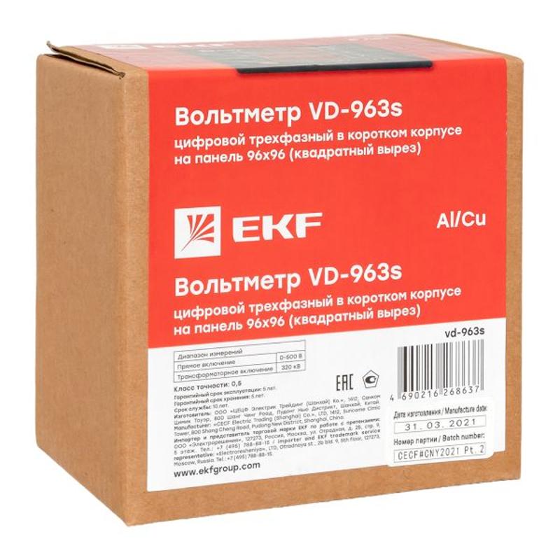 Вольтметр VD-963s цифровой на панель 96x96 (квадратный вырез) трехфазный в коротком корпусе PROxima | VD-963s | EKF — миниатюра 9