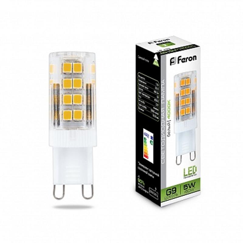 Лампа светодиодная LB-432 (5W) 230V G9 4000K 16x50mm | 25770 | FERON — Feron