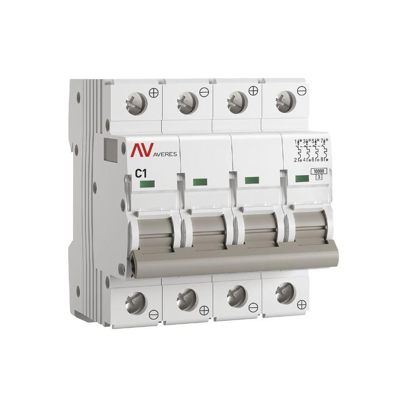 Выключатель автоматический AV-10 DC 4P 1A (C) 10kA  AVERES |mcb10-DC-4-01C-av| EKF — EKF