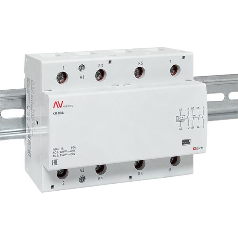 Контактор модульный КМ 80А 2NO+2NC 230VAC (6 мод.) AVERES | km-av-6-80-22-230V | EKF — миниатюра 2