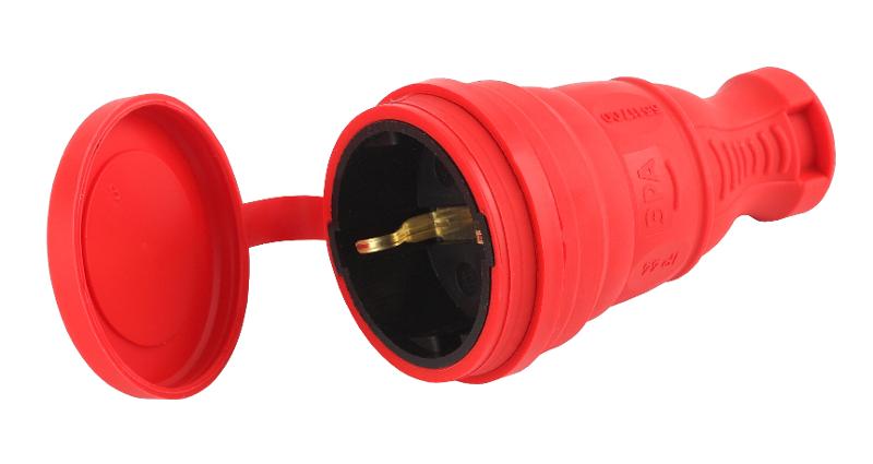 R8-RED-IP44 ЭРА Разъём каучуковый c/з прямой 16A IP44 красный | Б0044548 | ЭРА — ЭРА (Энергия света)