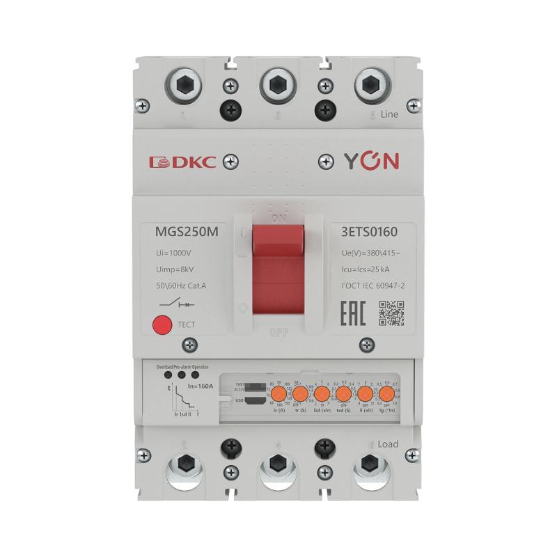 Авт. выкл. YON MGS250M 3P 63-160A 25kA с электронным расцепителем ETS | MGS250M-3ETS0160 | DKC — миниатюра 2
