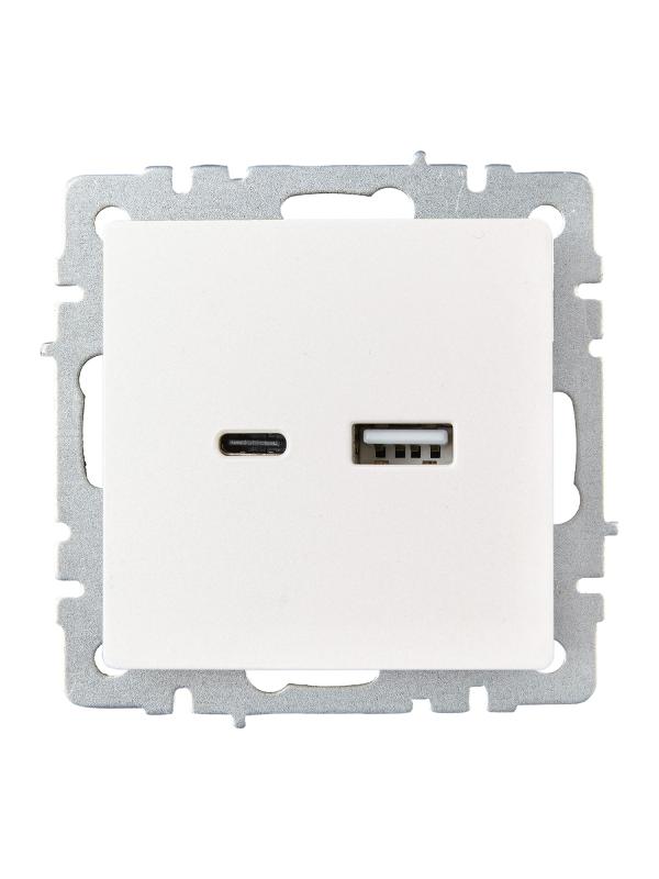 BRITE Розетка USB A+C 18Вт РЮ11-1-БрЖ жемчужный | BR-U22-018-K36 | IEK — миниатюра 2