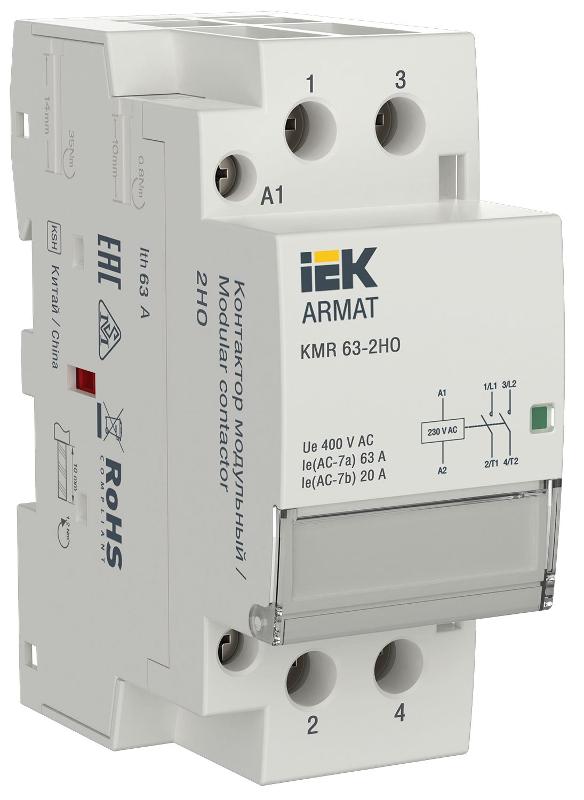 ARMAT Контактор модульный KMR 63А 230В AC 2НО | AR-KMR10-063-20-230 | IEK — фото 1 | Sento