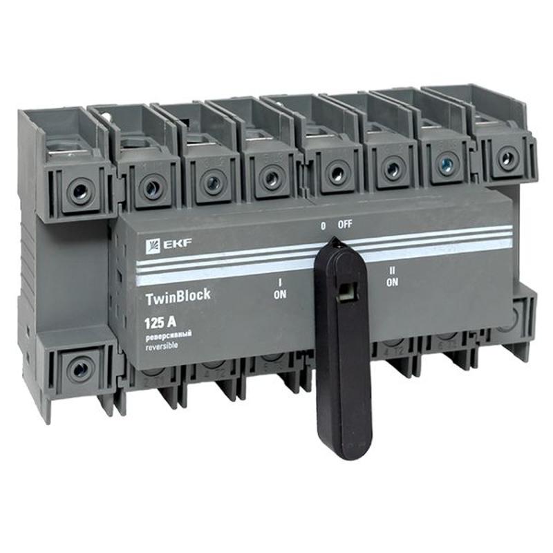 Рубильник 125A 4P реверсивный c рукояткой для прямой установки TwinBlock | tb-s-125-4p-rev | EKF — миниатюра 1