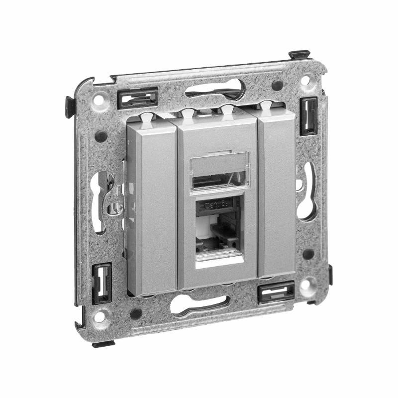 Компьютерная розетка RJ-45 в стену, кат.6А одинарная, "Avanti", "Закаленная сталь" | 4404373 | DKC — миниатюра 6