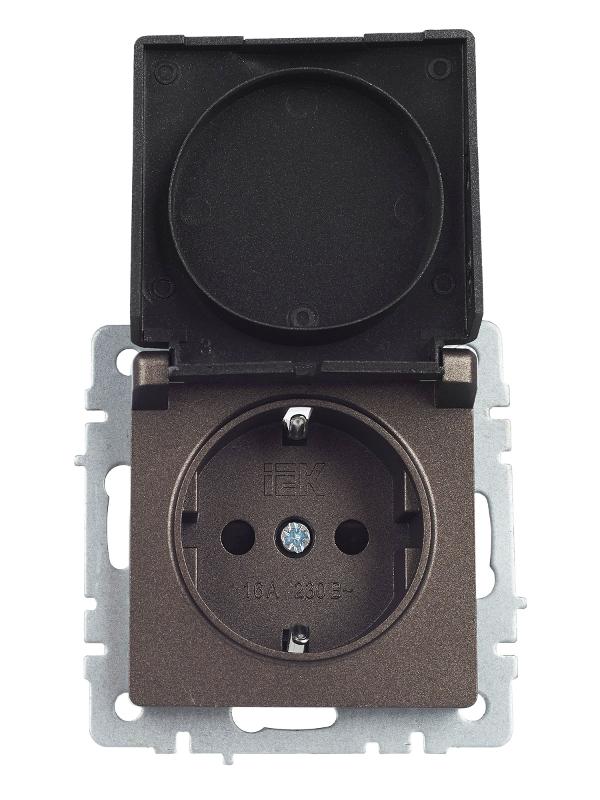 BRITE Розетка с заземлением со шторками с кр. 16А IP44 РСбш10-3-44-БрТБ темная бронза | BR-R16-16-44-K45 | IEK — миниатюра 17