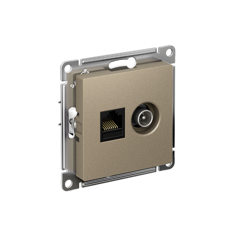 AtlasDesign Шампань Розетка 2-ая комп+TV, RJ45+TV, кат.5E, механизм | ATN000589 | SE — Systeme Electric
