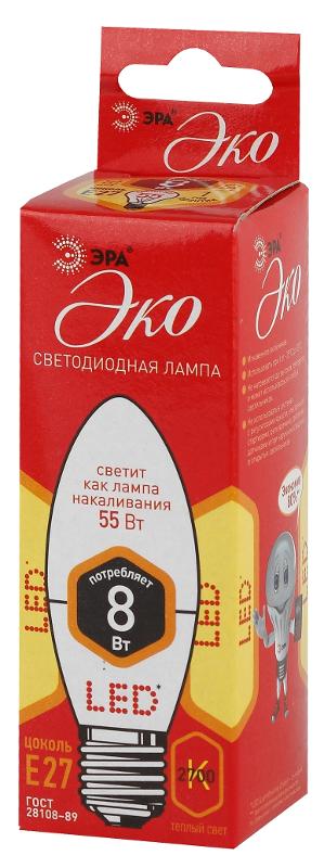Лампа светодиодная RED LINE ECO LED B35-8W-827-E27 E27 / Е27 8Вт свеча теплый белый свет | Б0030020 | ЭРА — миниатюра 3