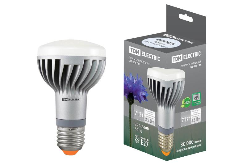 Лампа светодиодная LED 9Вт Е27 220В 4000К R63 отражатель (рефлектор) | SQ0340-0060 | TDM — фото 1 | Sento