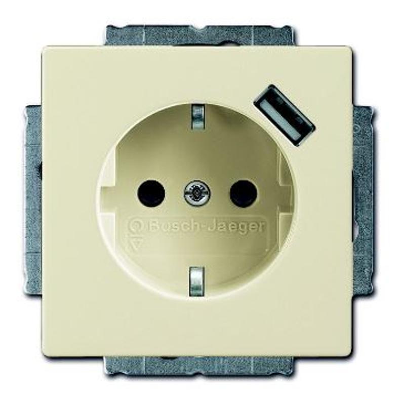 Розетка Schuko с устройством зарядным USB, 20 EUCBUSB-82-500, Future слоновая кость(саванна), 16А, 700 мА, | 2011-0-6177  | 2CKA002011A6177 | ABB — ABB