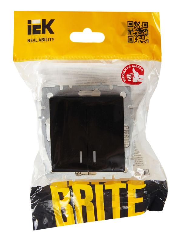 BRITE Выключатель 2-клавишный с индикацией 10А ВС10-2-1-БрЧ черный  | BR-V20-1-10-K02 | IEK — миниатюра 6