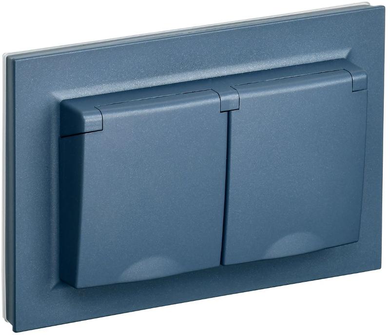 BRITE Розетка 2-ая с крышкой 16А в сб IP44 РСбш12-3-44-БрМ маренго | BR-R26-16-44-K35-F | IEK — IEK (ИЭК)
