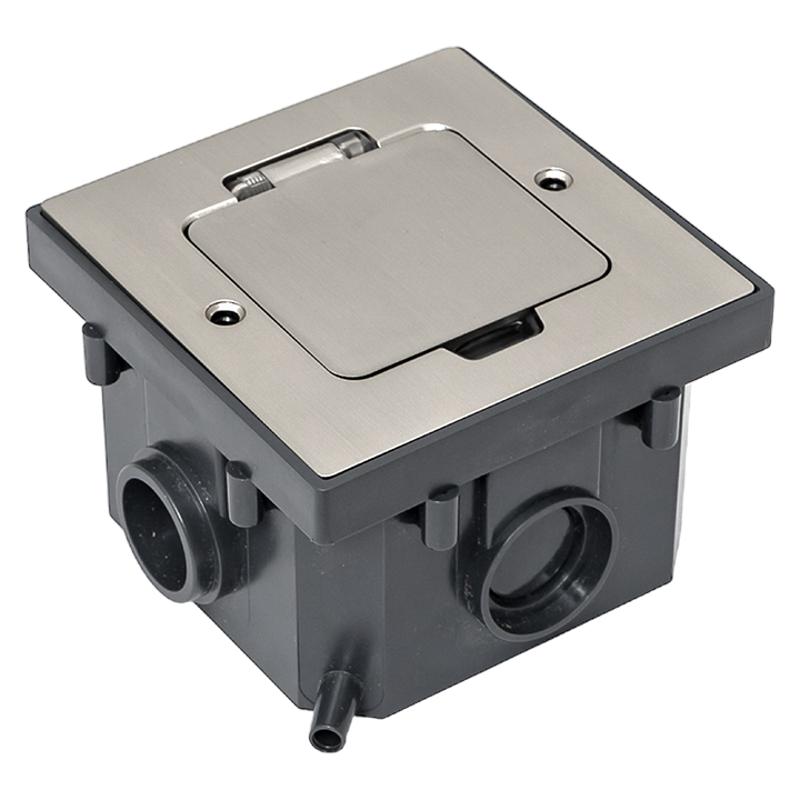 Лючок напольный C-Line 2 IP44 86*86 мм на 2модуля=1пост (с напольной коробкой для установки в фальш-пол и бетон) матовый никель | cl-ln-knl-2 | EKF — миниатюра 8