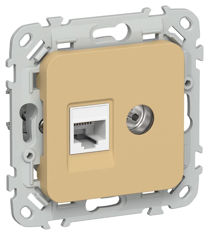 FLITE Розетка 2-ая RJ45/TV кат.5Е UTP РКТВ5е-2-0-ФлШм шамуа | FI-AK22-1-K89 | IEK — IEK (ИЭК)