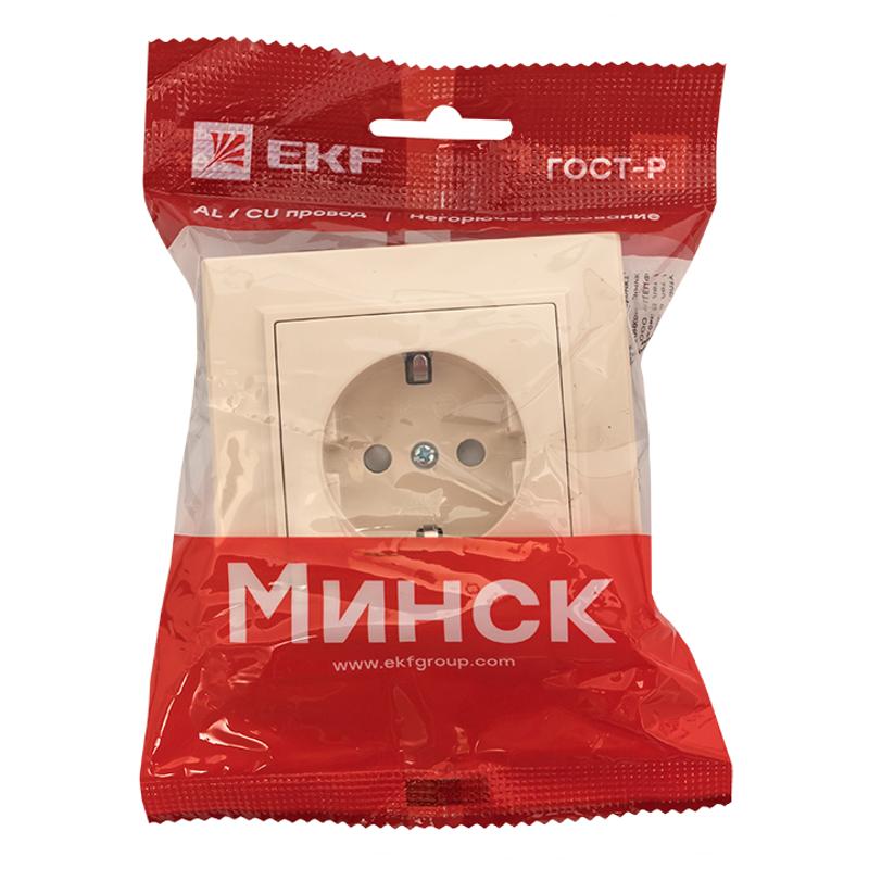 Розетка 1-мест. СП с/з 16А бежевый с защ. штор. Минск EKF|ERR16-028-200|EKF — миниатюра 8