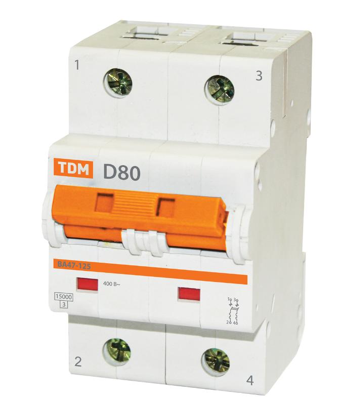 Авт. выкл. ВА47-125 2Р 125А 15кА х-ка D | SQ0208-0024 | TDM — TDM ELECTRIC