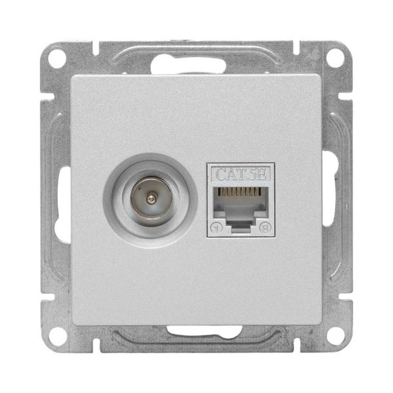 Механизм розетки TV+RJ45 (cat5), алюминий Эпика EKF | UP1-SOA-TV+RJ | EKF — миниатюра 5