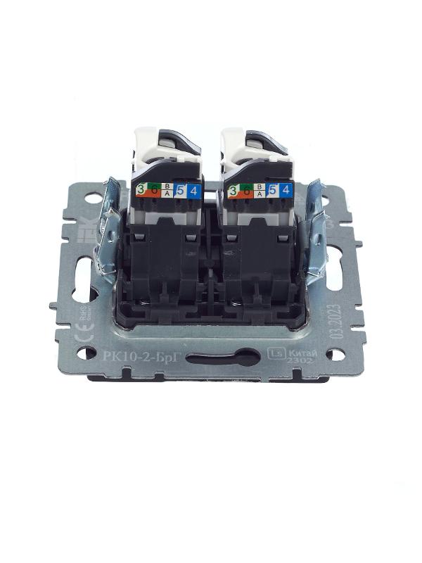 BRITE Розетка компьютерная 2-ая RJ45 кат.5E РК10-2-БрГ графит  | BR-K20-1-K53 | IEK — миниатюра 10