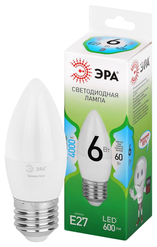 Лампа светодиодная  GREEN LINE LED B35-6W-840-E27 GL E27 6 Вт свеча яркий белый свет | Б0067132 | ЭРА — ЭРА (Энергия света)