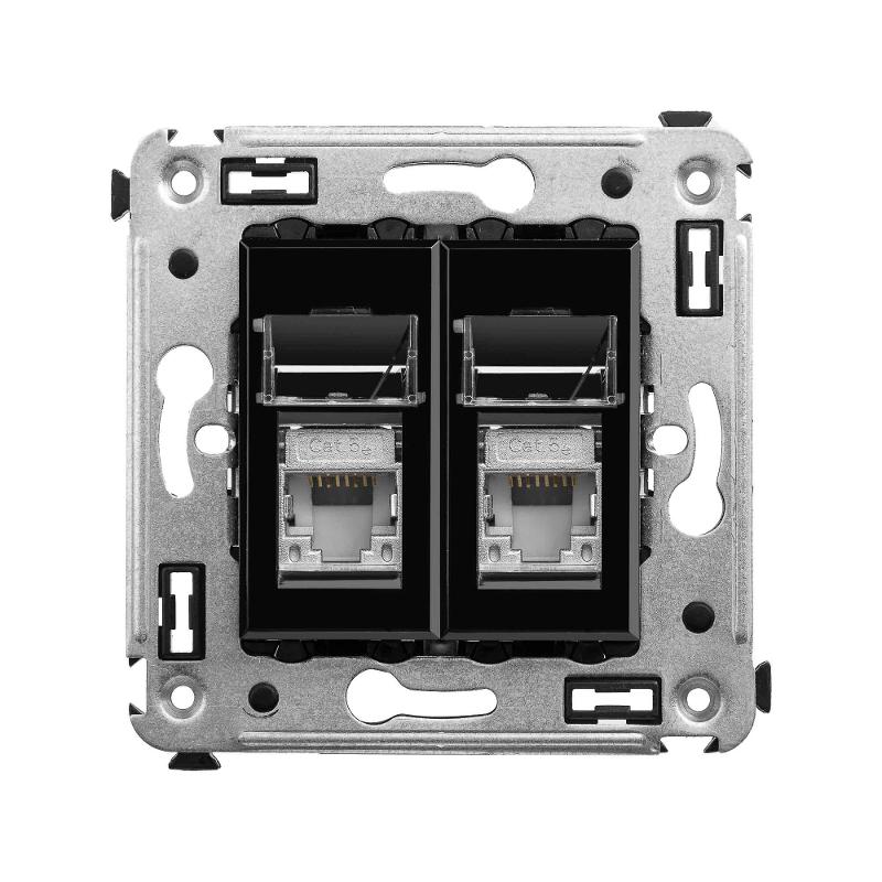 Розетка RJ-45 в стену, 5e двойная экранированная, Avanti, "Черный квадрат" | 4402364 | DKC — DKC (ДКС)