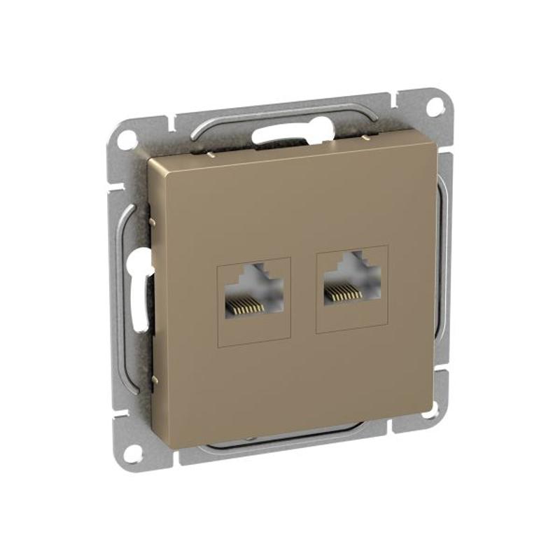 Механизм розетки RJ45 - 2шт, (cat5), шампань Эпика  |UP1-SOC-2RJ45-5| EKF — миниатюра 4
