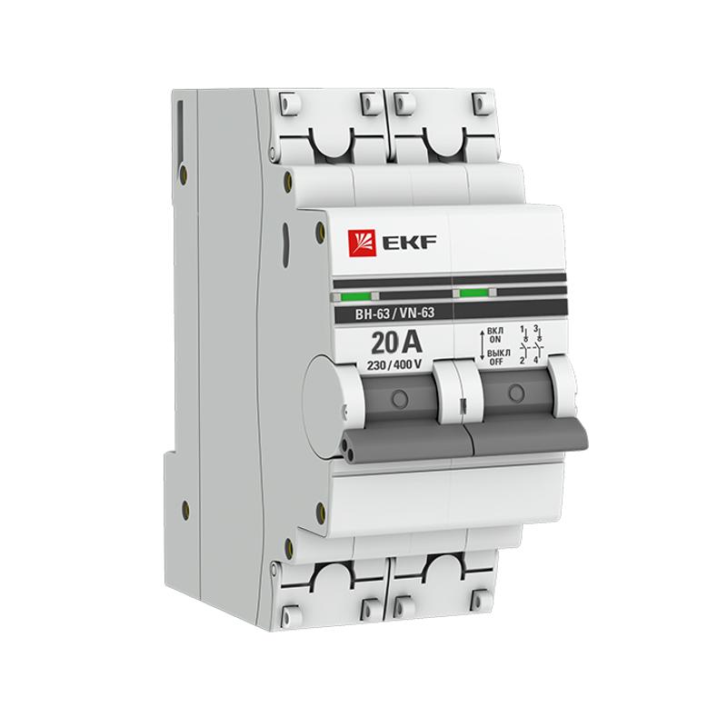 Выключатель нагрузки 2P 20А ВН-63 PROxima | SL63-2-20-pro | EKF — миниатюра 2
