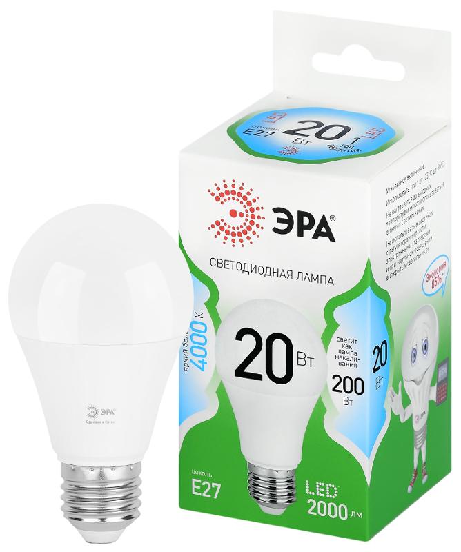 Лампа светодиодная  GREEN LINE LED A60-20W-840-E27 GL E27 20 Вт груша яркий белый свет | Б0067116 | ЭРА — ЭРА (Энергия света)