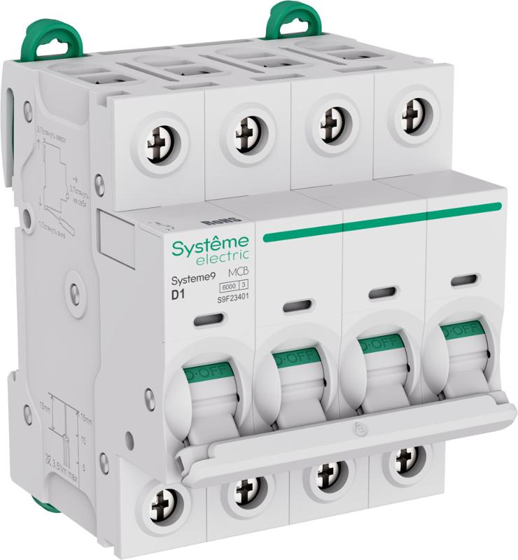 Systeme9 Автоматический выключатель (АВ) D 1A 4P 6kA 400В | S9F23401 | SE — Systeme Electric