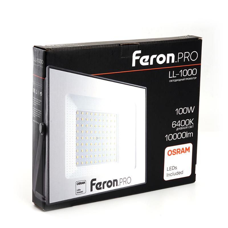 Прожектор светодиодный 100W 6400K IP65 AC175-265V/50Hz, черный, LL-1000 | 41541 | FERON — миниатюра 4