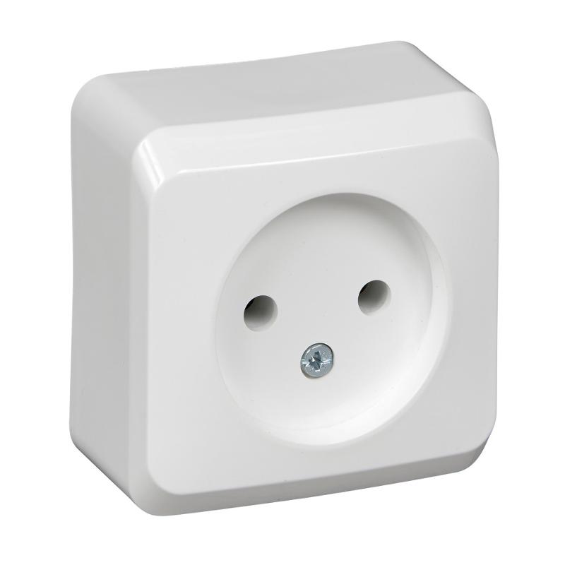 Этюд Белый О/У Розетка без заземления без шторок | PA16-001B | SE — Systeme Electric