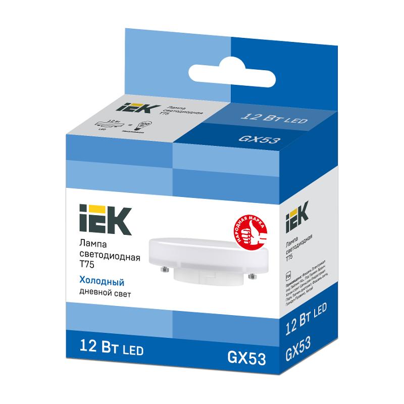 Лампа светодиодная LED T75 таблетка 12Вт 230В 6500К GX53 | LLE-T80-12-230-65-GX53 | IEK — миниатюра 2