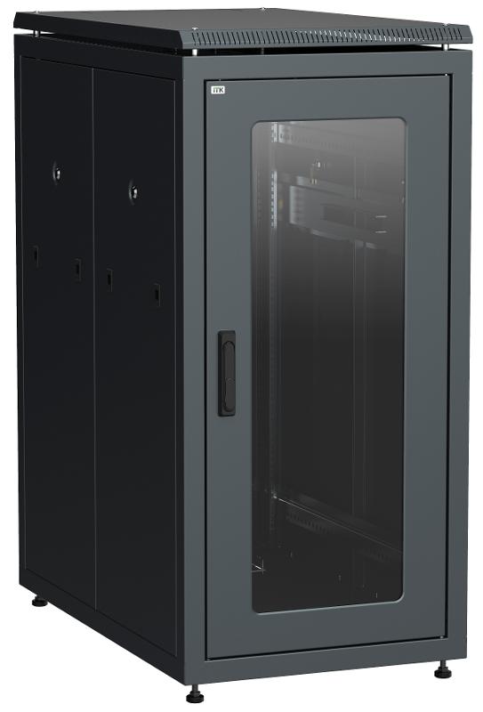 Шкаф сетевой 19" LINEA N 28U 600х1000 мм стеклянная передняя дверь черный | LN05-28U61-G | ITK — ITK