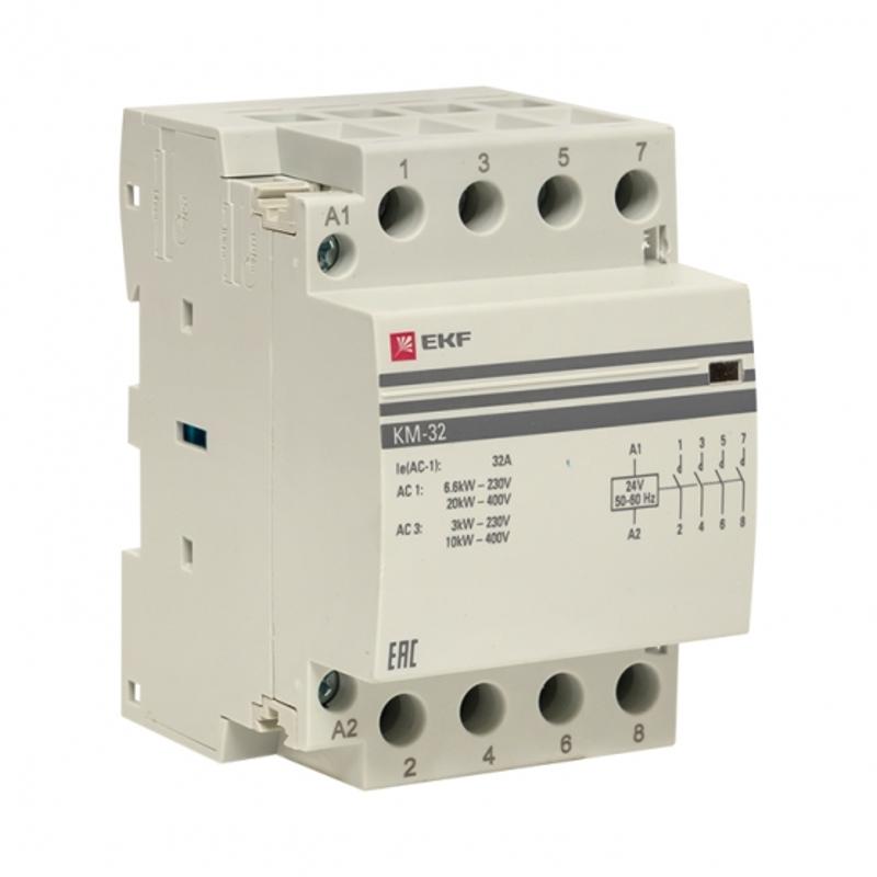 Контактор модульный КМ 32А 4NО (3 мод.) 24В АС PROxima | km-3-32-40-24v | EKF — миниатюра 1